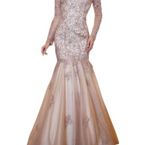 Perlen & Stickerei Meerjungfrau Kleid in Quarz