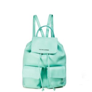 Genarbt Leder Rucksack hellgrün