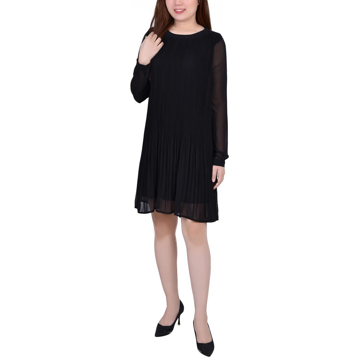 Petites Plissee Mini Shift Kleid