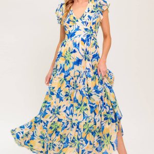 ECHOES OF YOU mit Blumenmuster gewebte Maxikleid