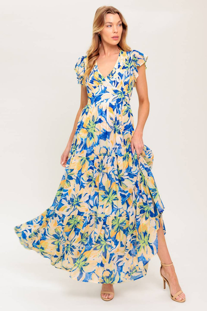 ECHOES VON IHNEN mit Blumenmuster gewebt MAXI KLEID
