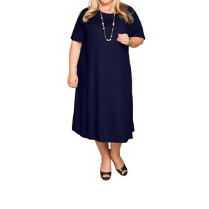 Belle Rayon Plus Size Kleid in Heidelbeere