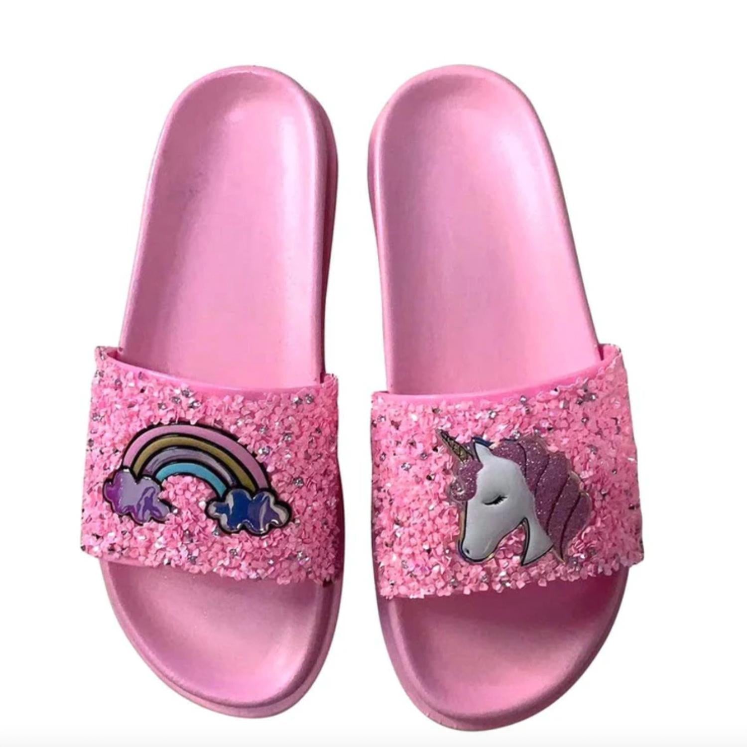 Mädchen Einhorn Glitzer Slide Sandale in Rosa