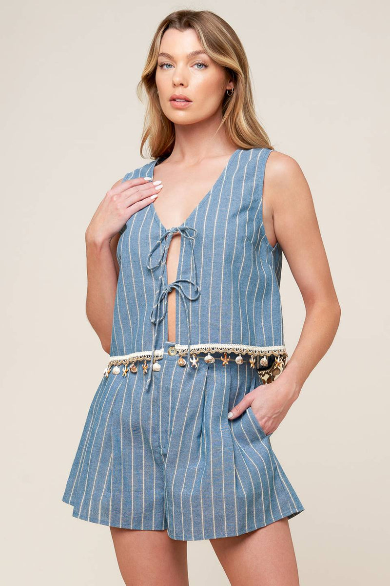 LIEBE DER SKY gewebt TOP UND Shorts Set