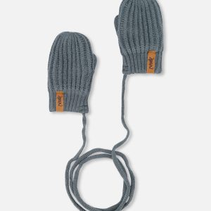 Baby gestrickte Handschuhe mit Schnur Hunter Grün