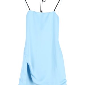 The Attico Knotted Strap Mini-Kleid in Babyblau Seide