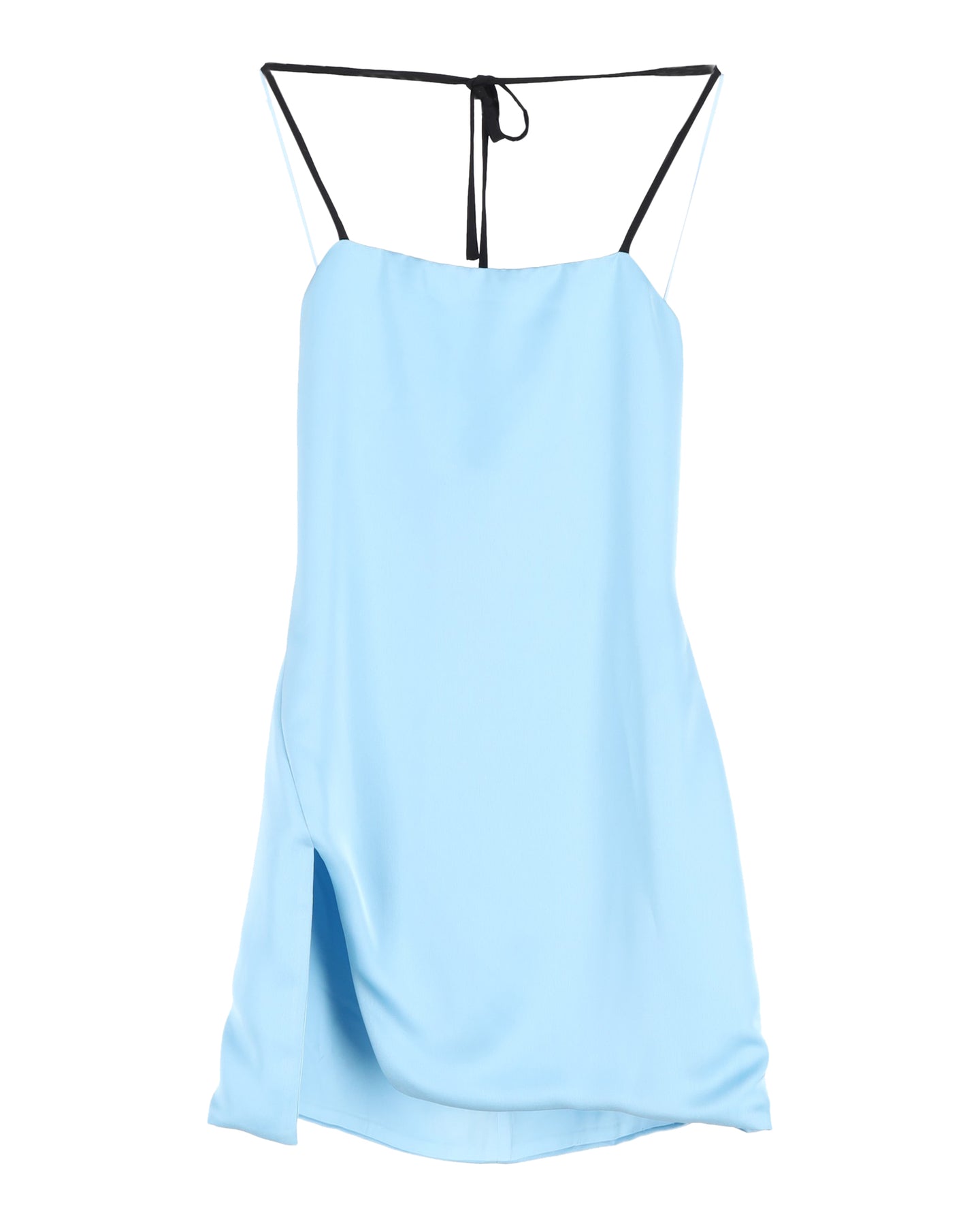 Das Minikleid Attico Knotted Strap in Baby Blau Seide