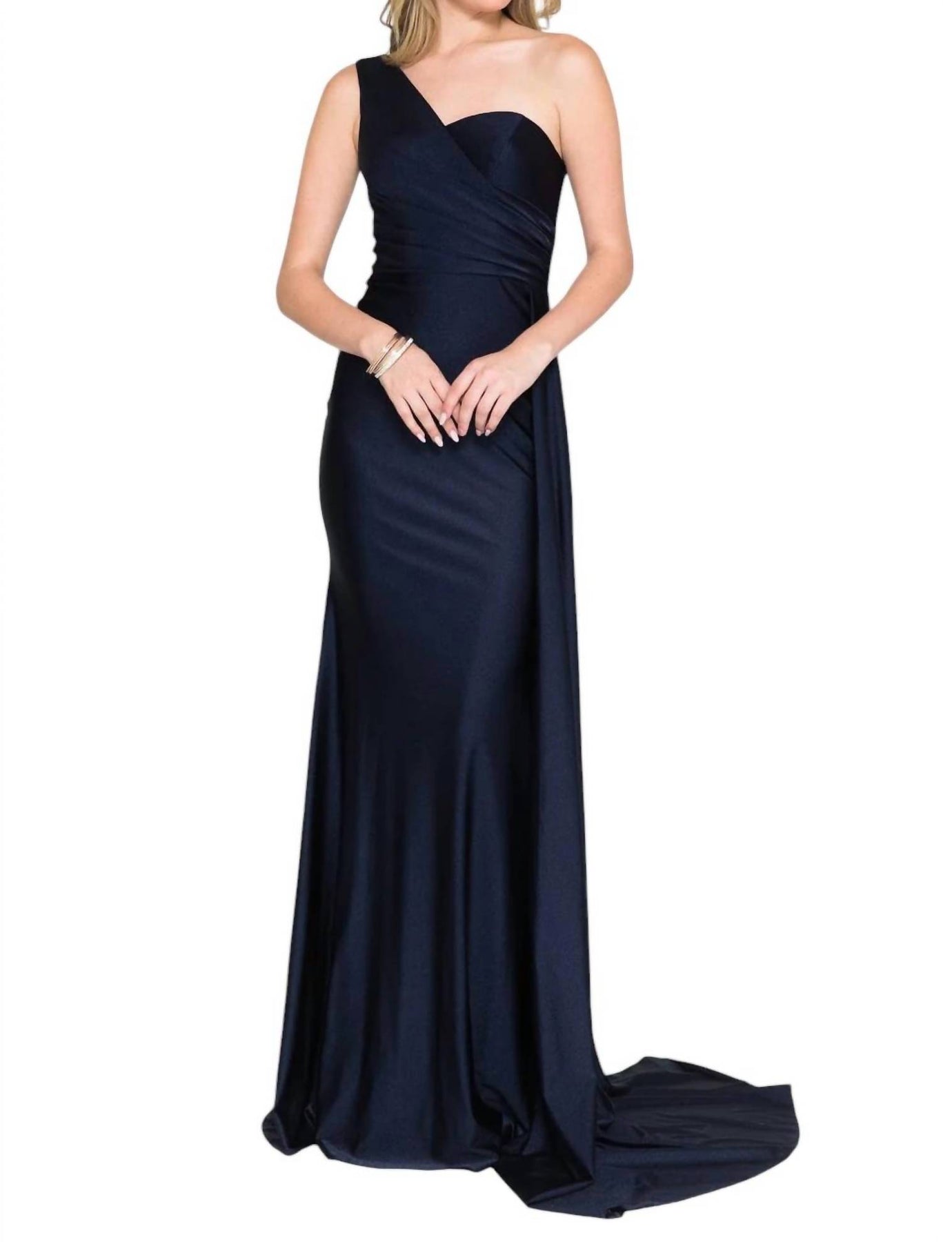 Einschultriges Lycrakleid in Marineblau