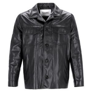 Nanushka Cody Jacke aus schwarzem regeneriertem Leder 7748780326972