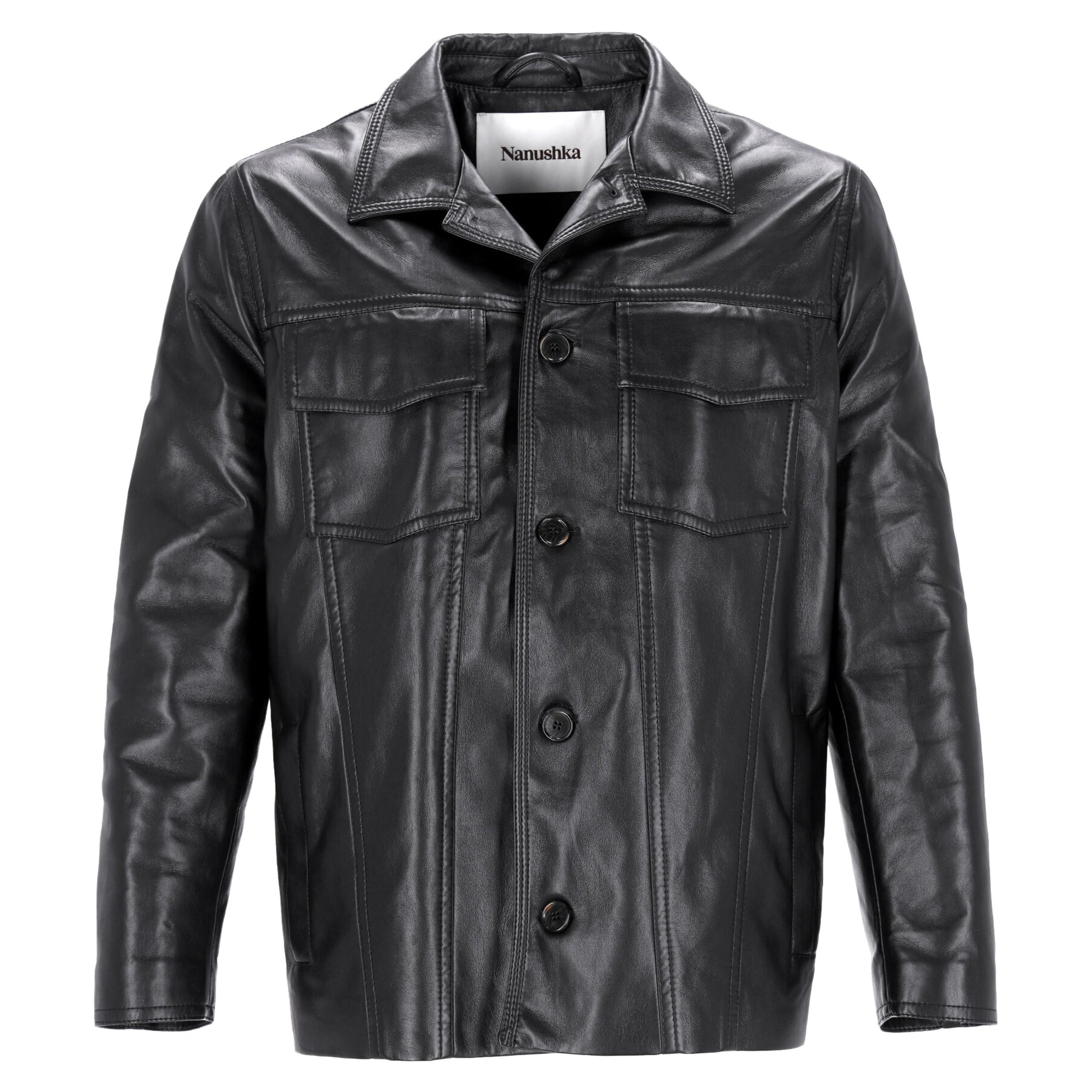 Nanushka Cody Jacke aus schwarzem regeneriertem Leder