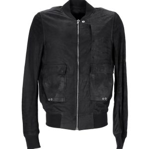 Rick Owens Bomber Jacke aus schwarzem Lammleder 7748811784252