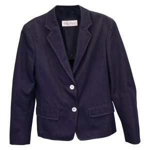 Max Mara Denim Blazer mit Kontrastnähten aus blauer Baumwolle