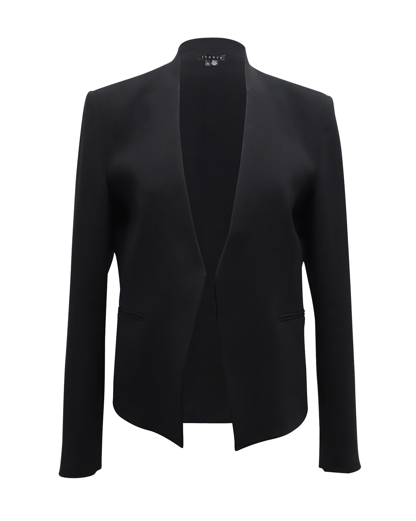 Theory Kragenloser Blazer aus schwarzem Triacetat