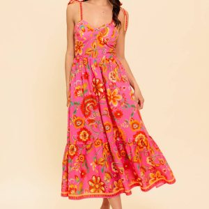 GARDEN GATHERING rosa gewebt Midikleid