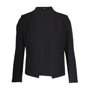 Theory Lanai Collarless offener Blazer aus schwarzer Wolle