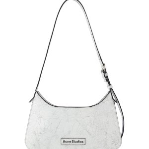 Platt Mini-Crackle Hobo Tasche – Akne Studios – Leder – weiß 7748769513532