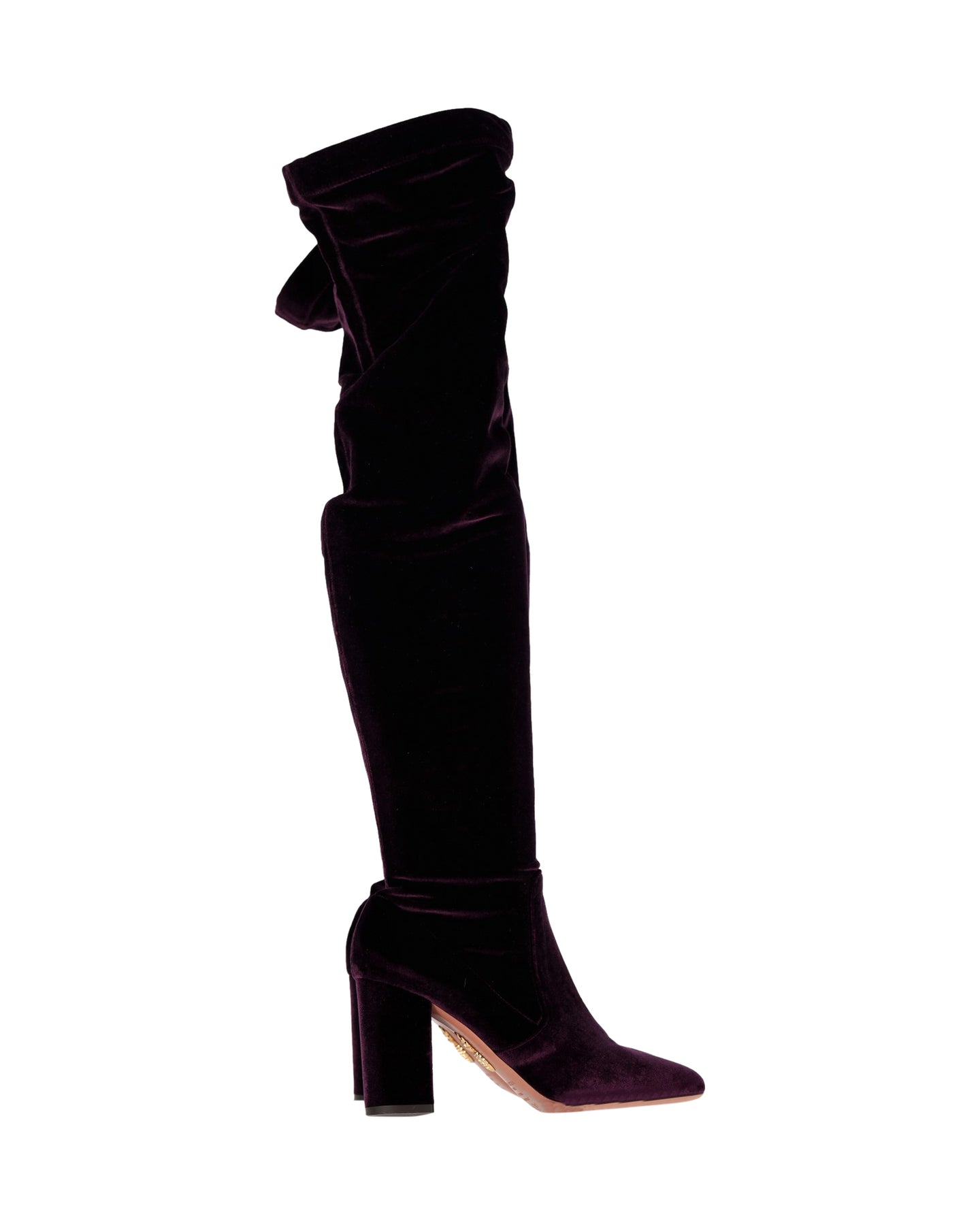 Aquazzura Knie Stiefel in Violet Velvet