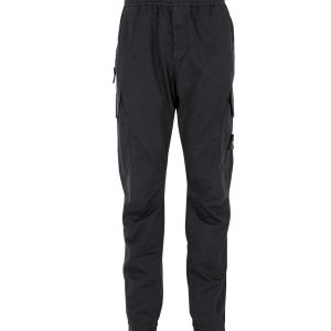 Stone Island Elastic Taille verjüngte Fracht Hose in schwarz Baumwolle 7748764663868