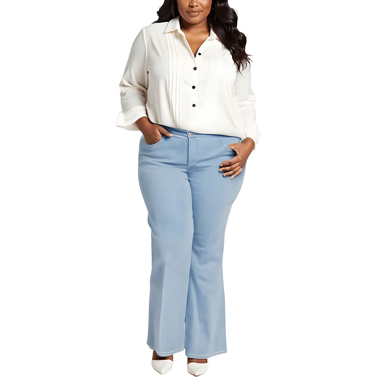Plus Mia Stretch Jeans mit breitem Bein