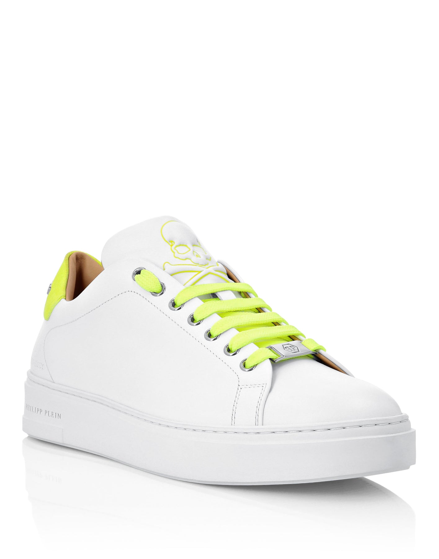 Leder Lo-Top Sneaker Totenkopf und Plein