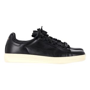Tom Ford Warwick Perforierte Sneaker aus schwarzem Leder