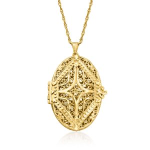 Ross-Simons 18kt Gold über Sterling Filigran Medaillon Anhänger Halskette