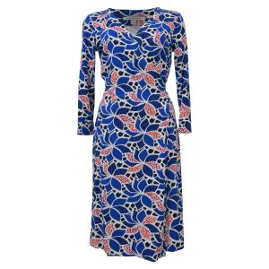 Diane Von Furstenberg bedrucktes Wickelkleid in blauer Viskose 7748760371260