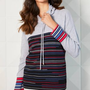 Tunnelzug cowl Hals oben in Schiefer / Multi