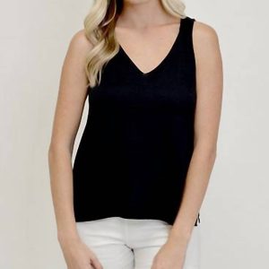 Klassisches Baumwoll-Tanktop von Ilinen in Schwarz