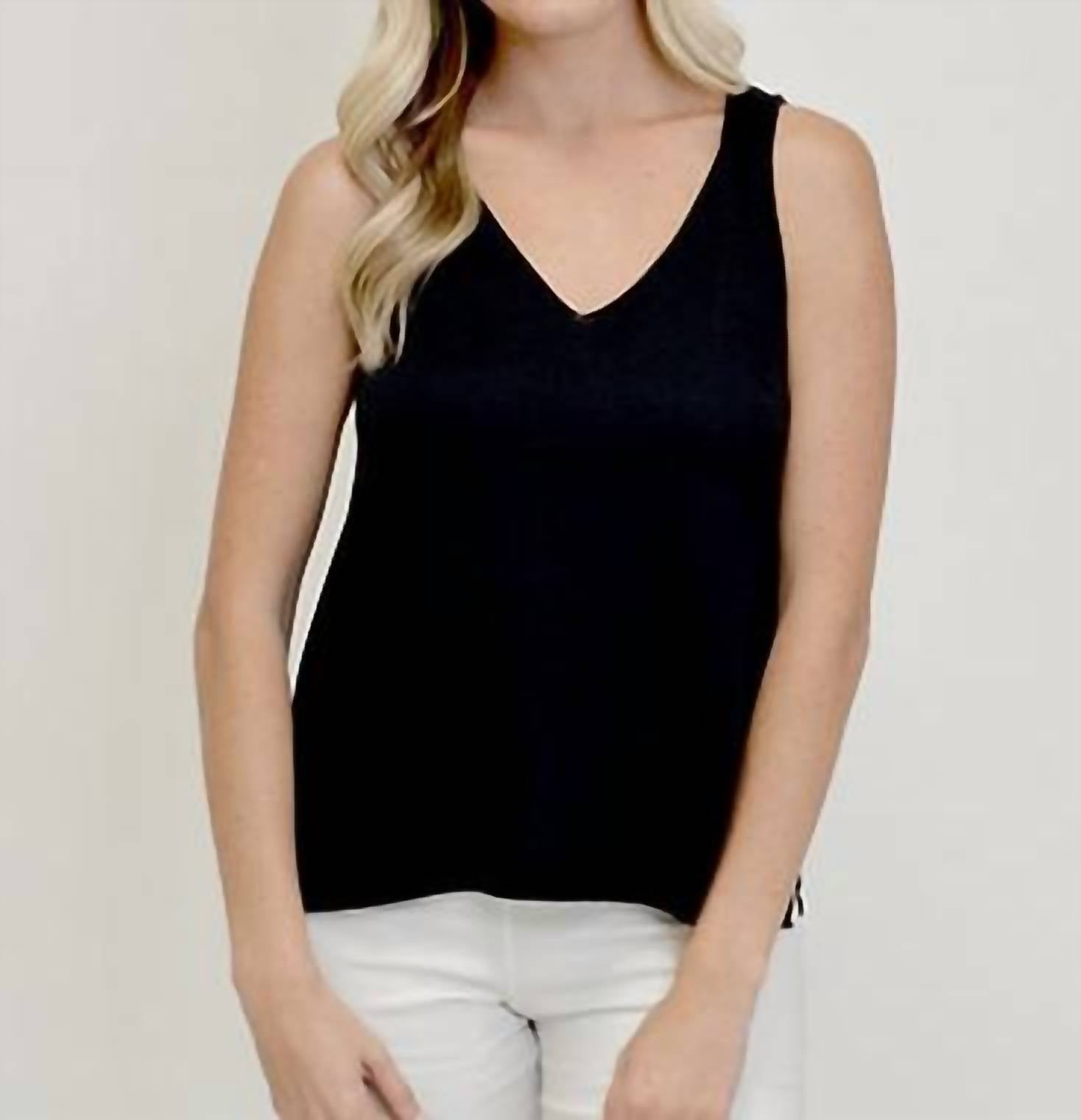 Klassisches Baumwoll-Tanktop von Ilinen in Schwarz