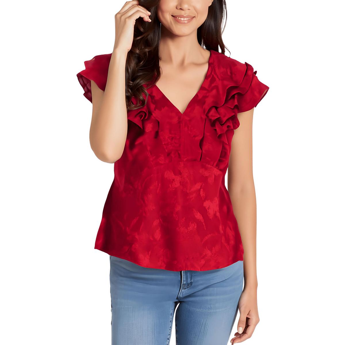 Satin Peplum Top mit Rüschen