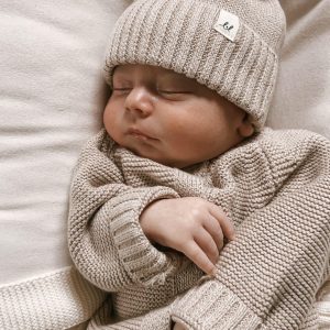 Luna + Luca Classic Purl Strick-Jumpsuit – Heide beige