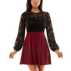 Juniors Lace Colorblock Cocktail and Party Kleid