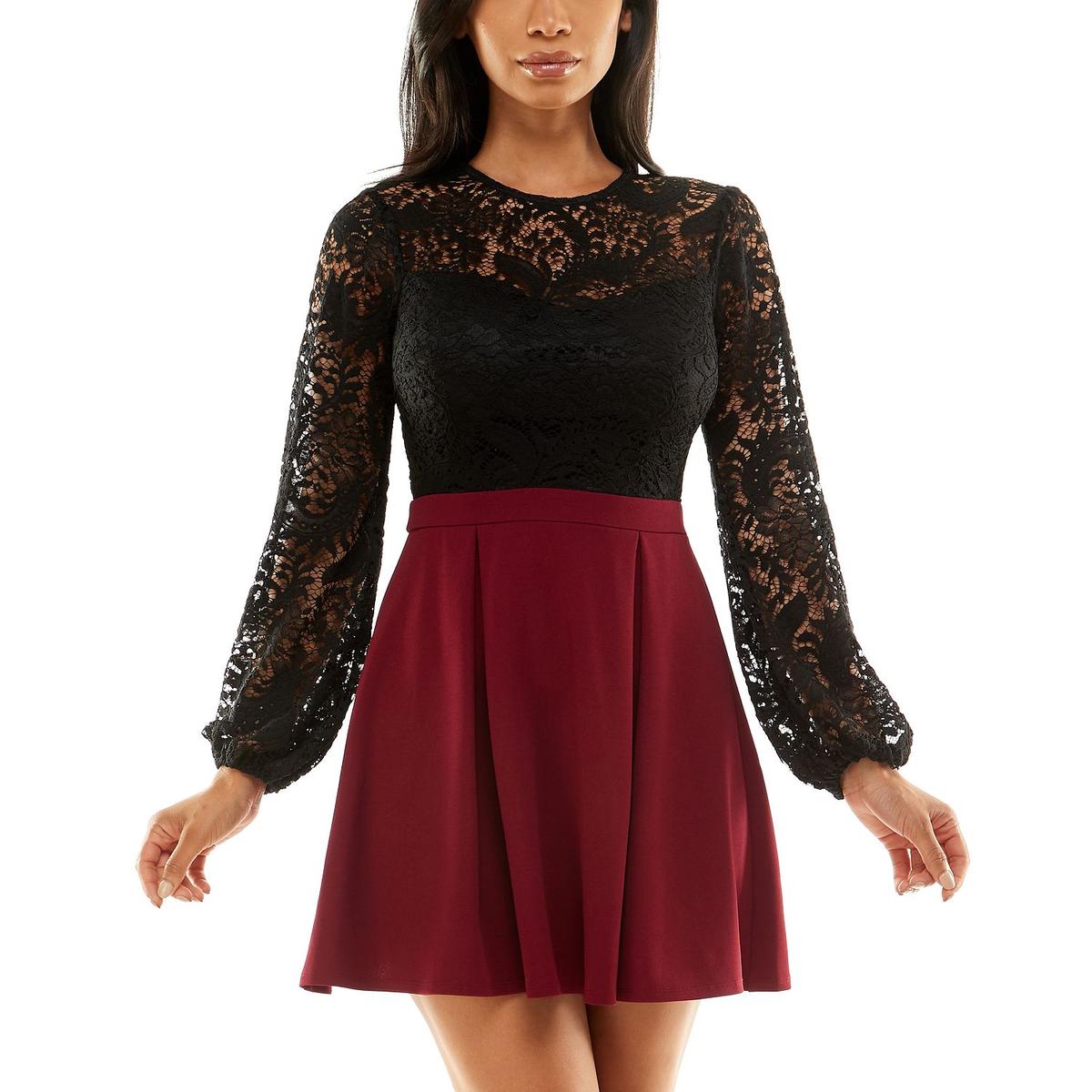Juniors Lace Colorblock Cocktail and Party Kleid