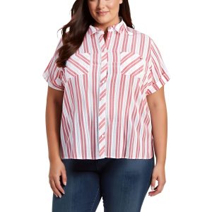 Plus Plaid Baumwolle Knopf-Down oben