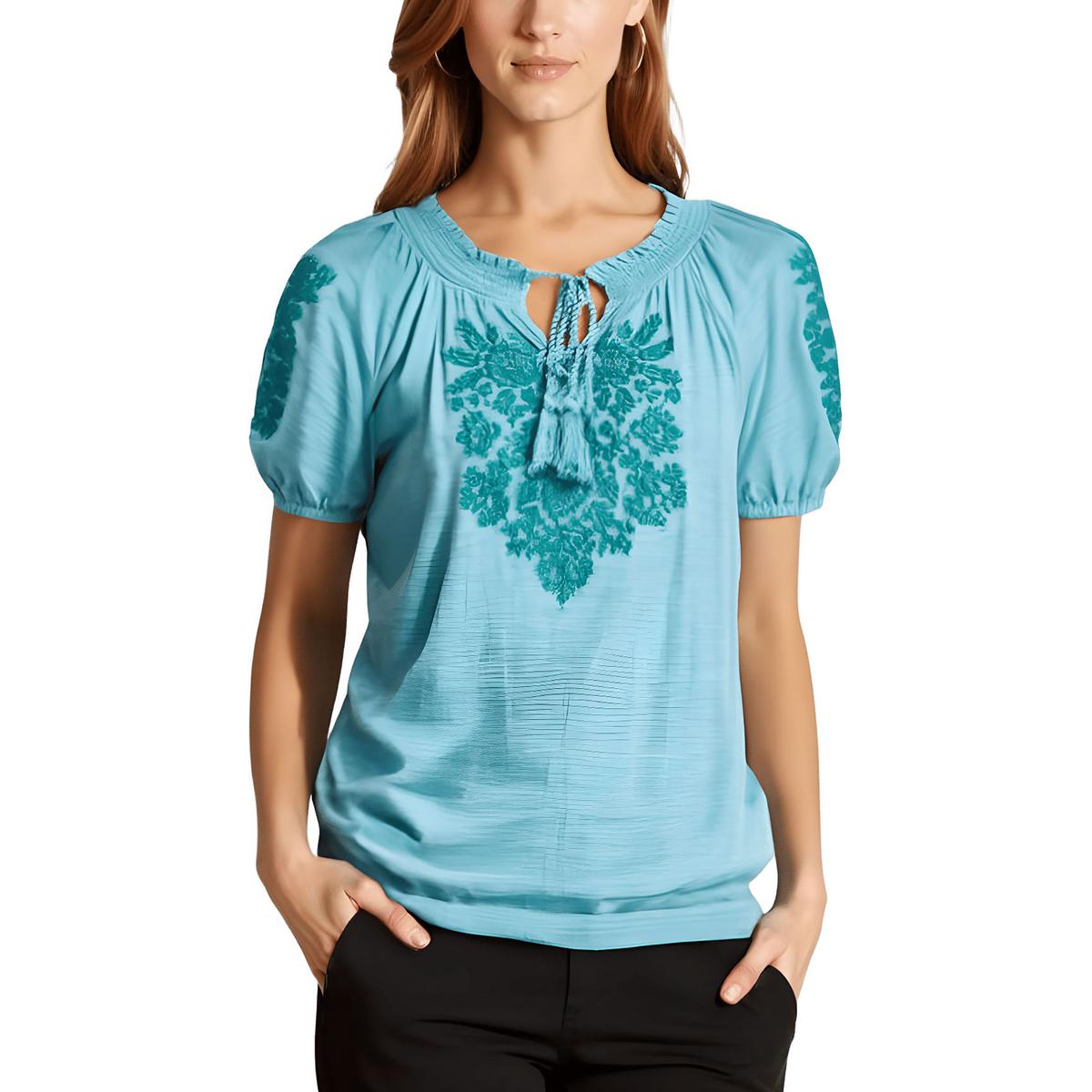 Plus bestickt Baumwolle Bauern Top