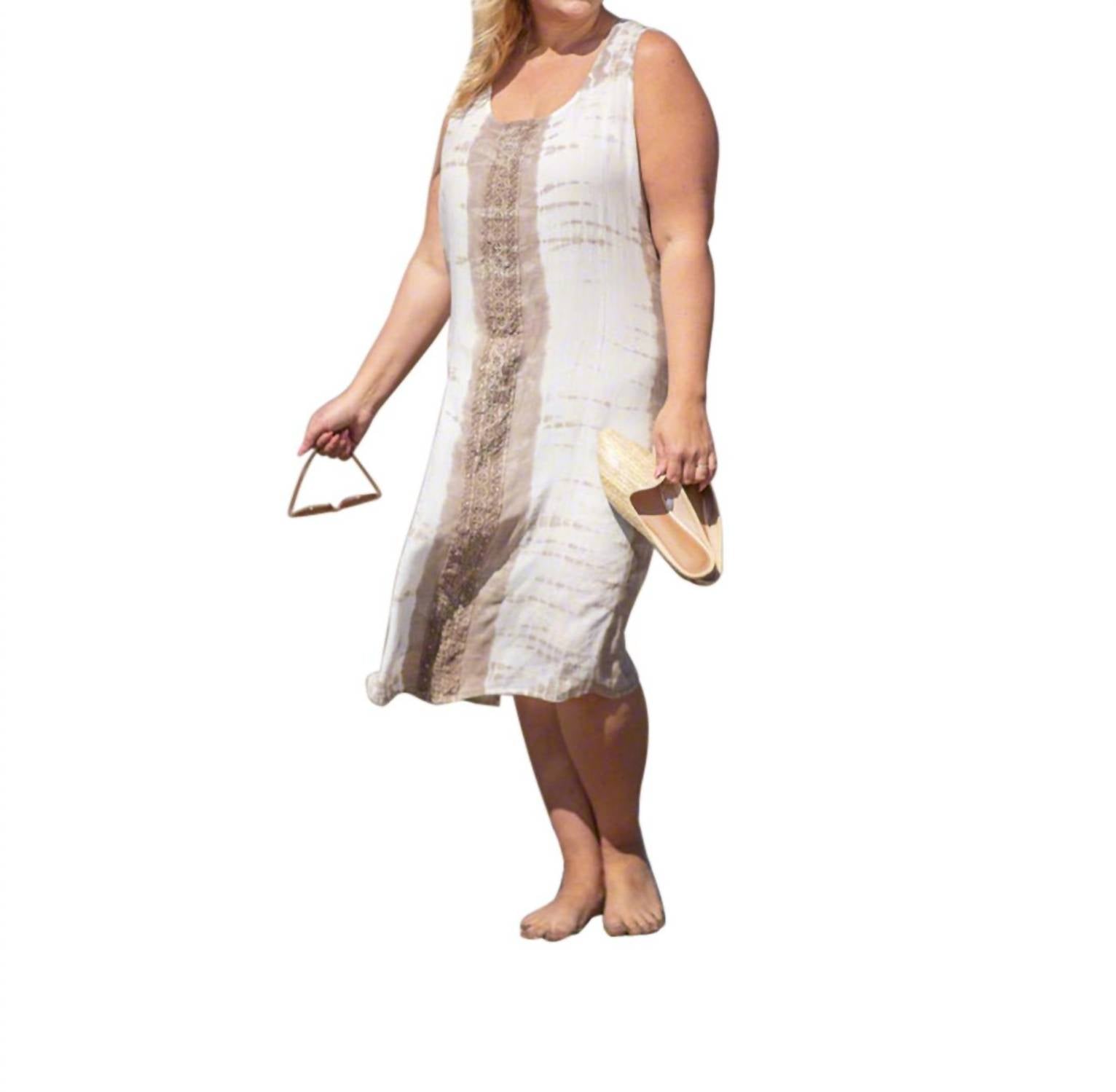 Sunniva Muster ärmelloses Sundress – Übergröße in Champagner