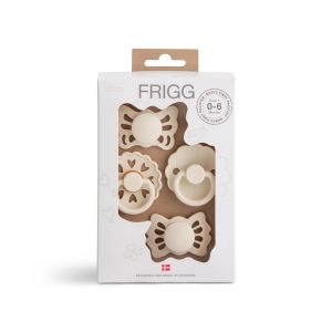 FRIGG Baby's First Schnuller mit Blumenmuster Heart (Creme) 4er-Pack