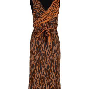 Diane Von Furstenberg ärmelloses Wickelkleid aus orange Polyester 7748817125436