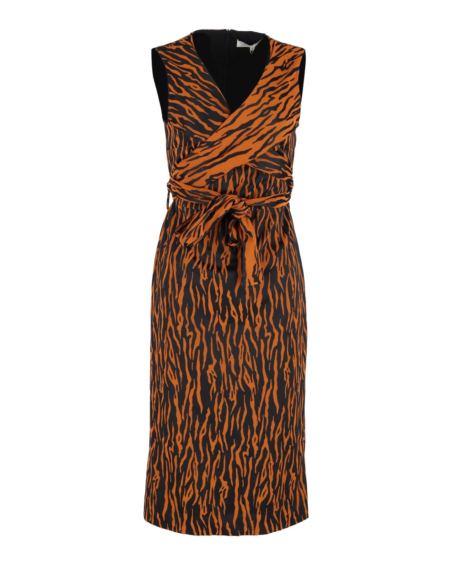 Diane Von Furstenberg Ärmelloses Wickelkleid aus orangefarbenem Polyester