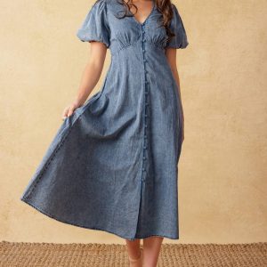FOREVER MINE LIGHT WEIGHT Denim Midikleid