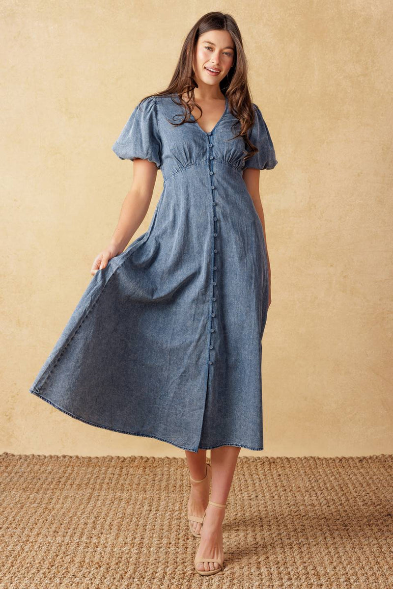 FOREVER MINE GEWICHT Denim MIDI Kleid