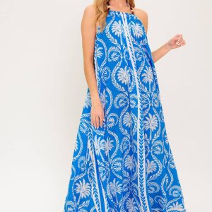 FOR THE DREAMERS blau gewebtes Maxikleid