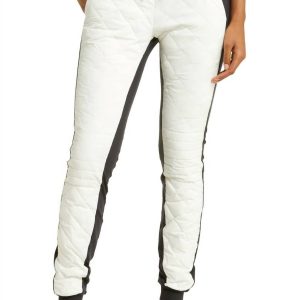 Warme Airbrush High-Waist Moto Pufferhose in Schwarz/Elfenbein