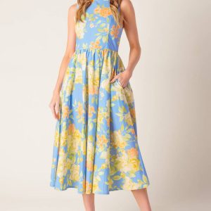 WIE MAGIC PULVER Blau gewebt MIDI Kleid