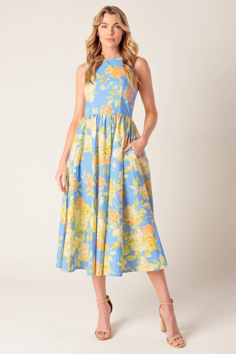 WIE MAGIC PULVER Blau gewebt MIDI Kleid