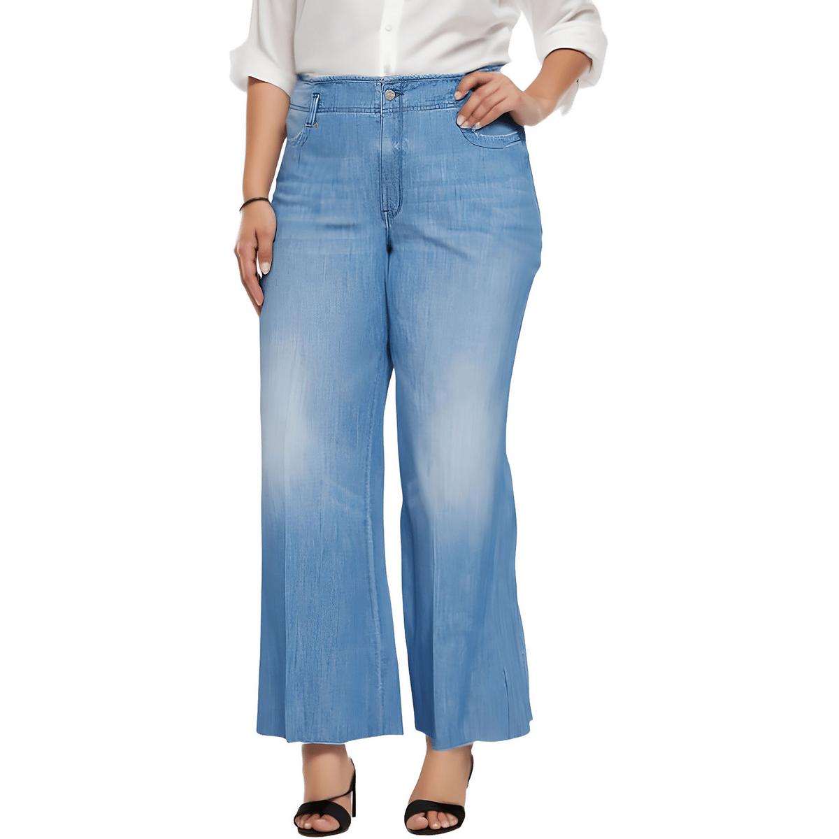 Plus Weite Jeans aus Baumwolle mit hoher Taille
