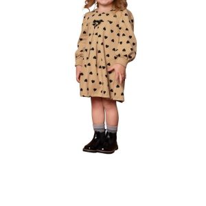 Mädchen Herzen Kleid in braun / schwarz Herzen
