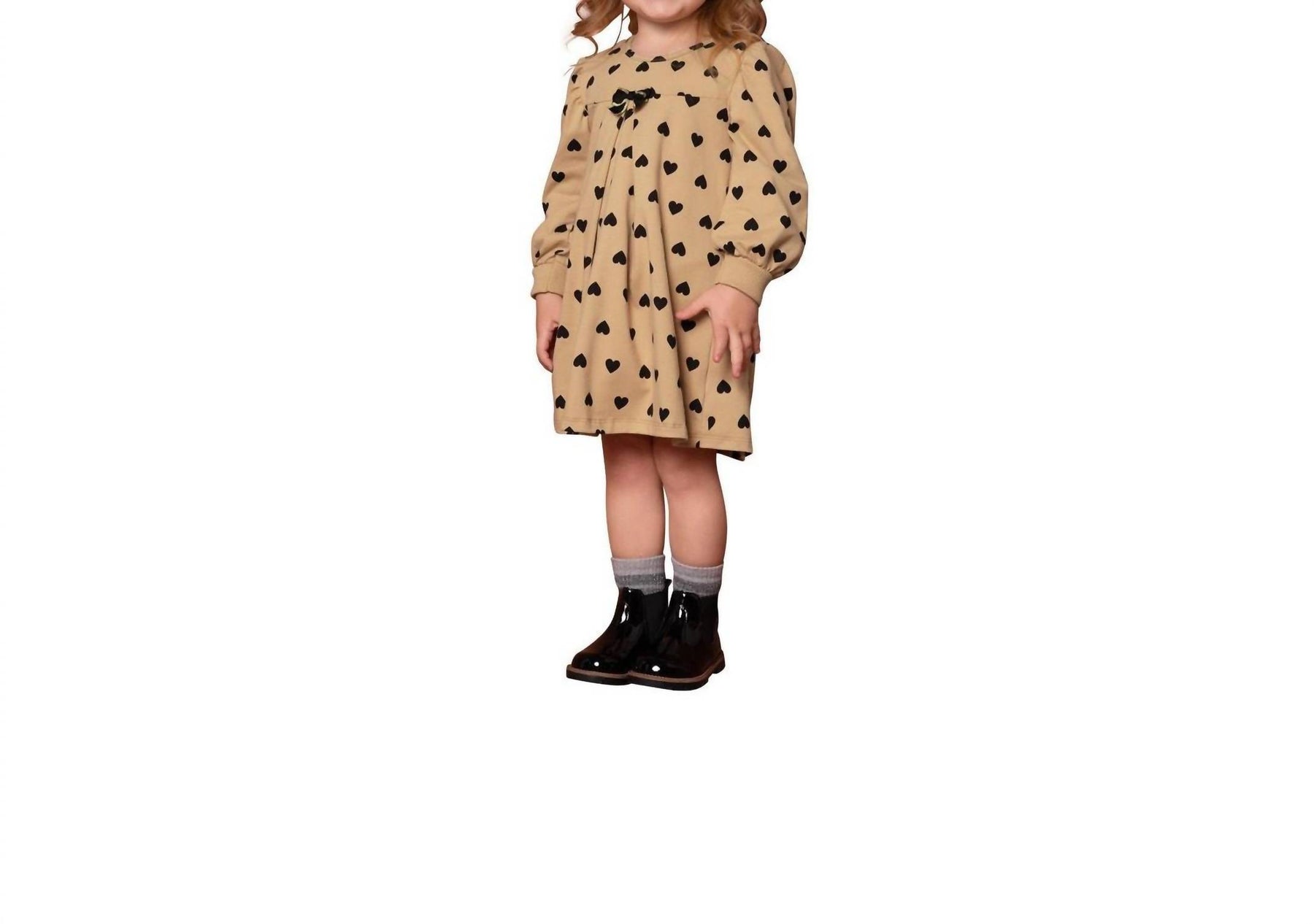 Mädchen Herzen Kleid in braun/schwarz Herzen