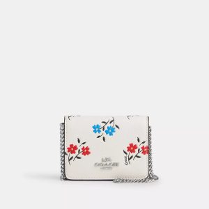 Coach Outlet Mini-Geldbörse auf einer Kette mit Blumendruck